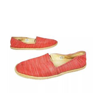 LL Bean Womens 280460 Red Canvas Slip On Flats Almond Toe Size 8.5 M